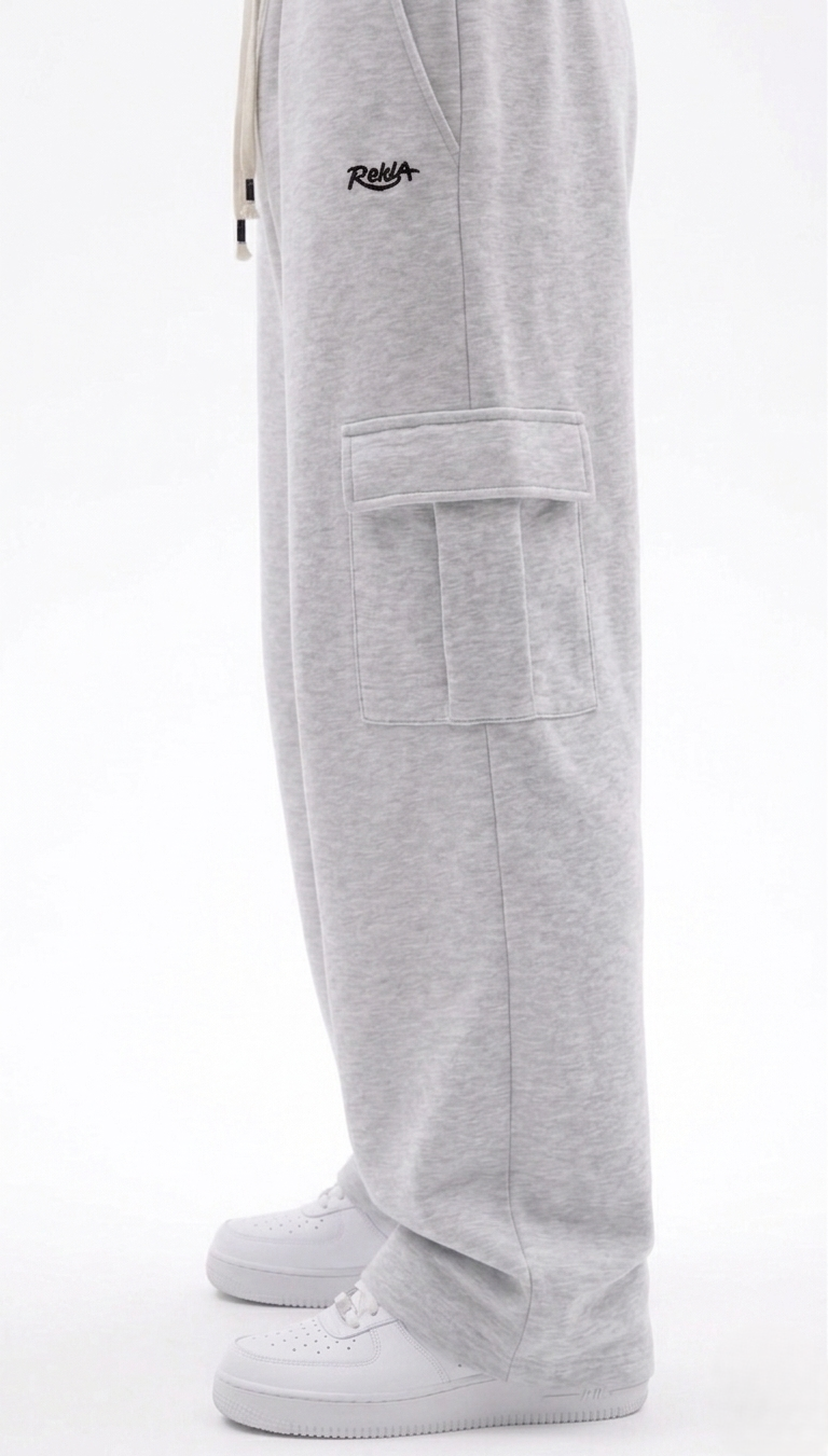 Grey Melton Wide-Leg Pants (With Pockets)