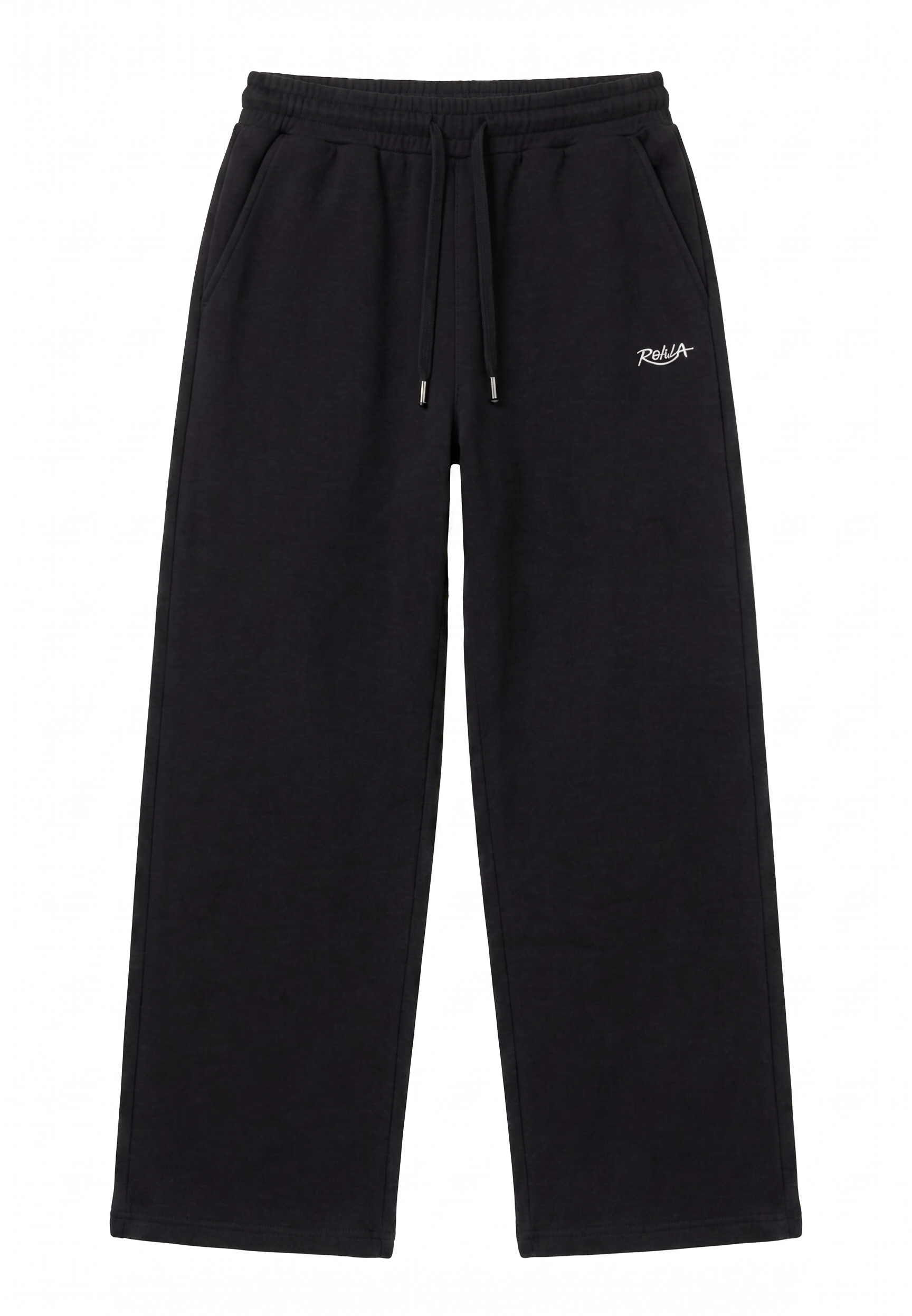 Black Melton Wide-Leg Pants