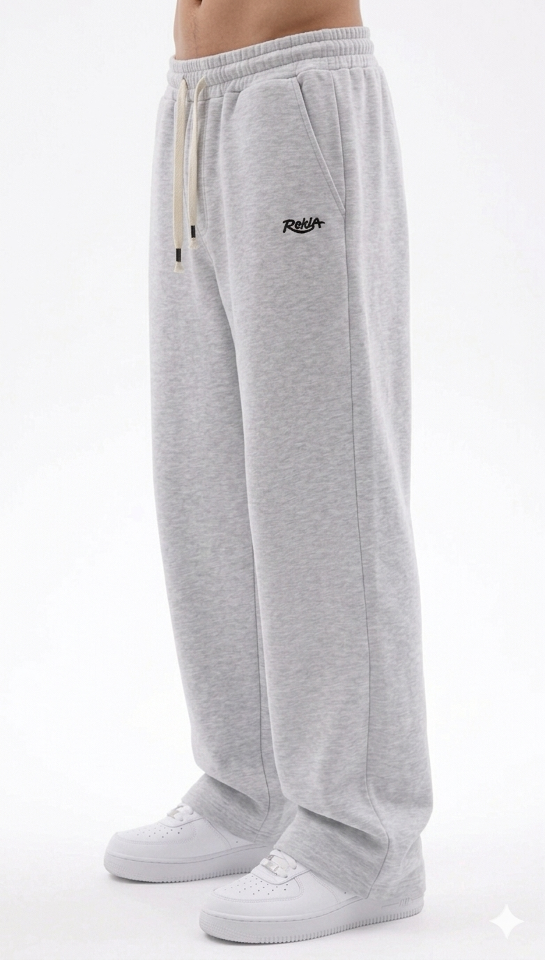 Grey Melton Wide-Leg Pants
