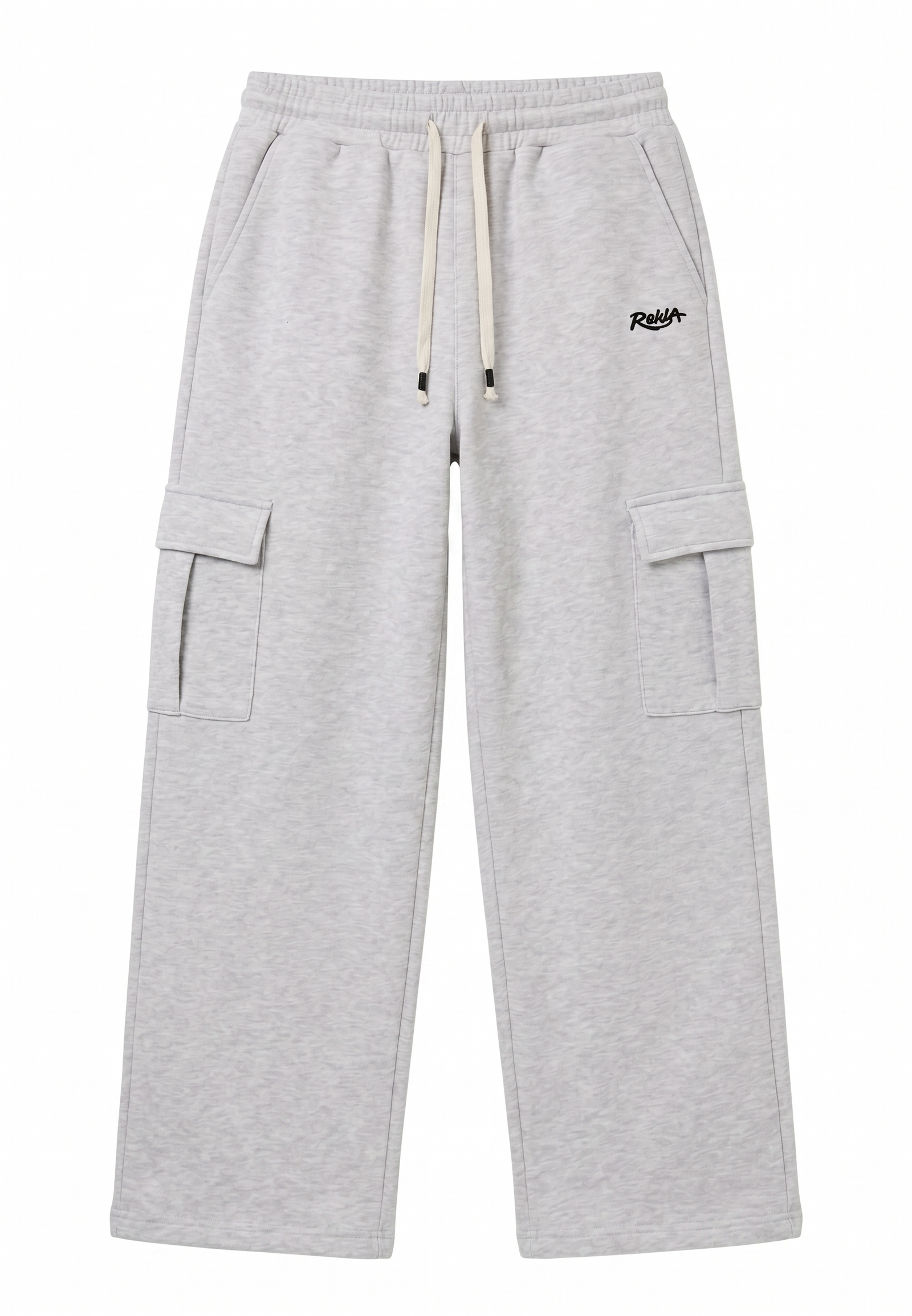 Grey Melton Wide-Leg Pants (With Pockets)
