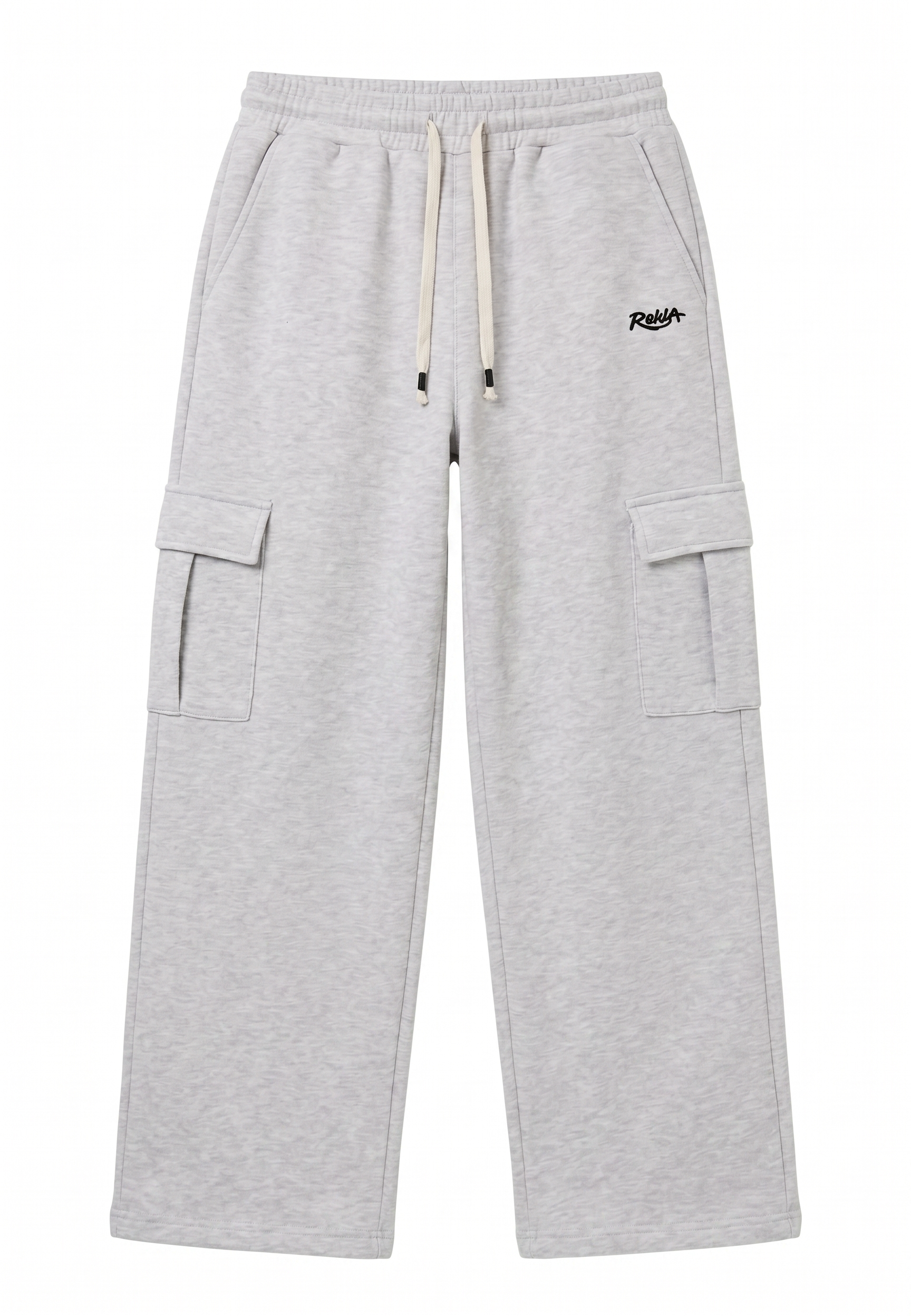 Grey Melton Wide-Leg Pants (With Pockets)